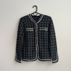 Black & White Cashmere Blend Tweed Cardigan - Size M